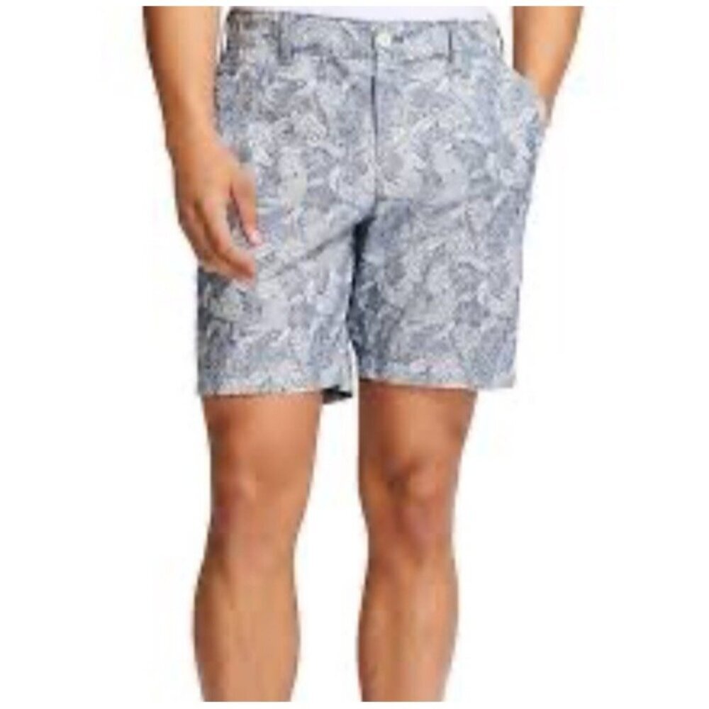 IZOD Mens 40 Chambray Print Shorts 8 Inseam Classic Fit Stretch Golf NWT